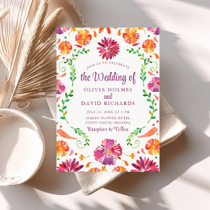 Boho Colorful Mexican Floral Fiesta Wedding Invite
