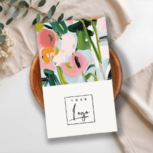 Boho Colorful Pink Blue Green Painted Floral Logo Business Card