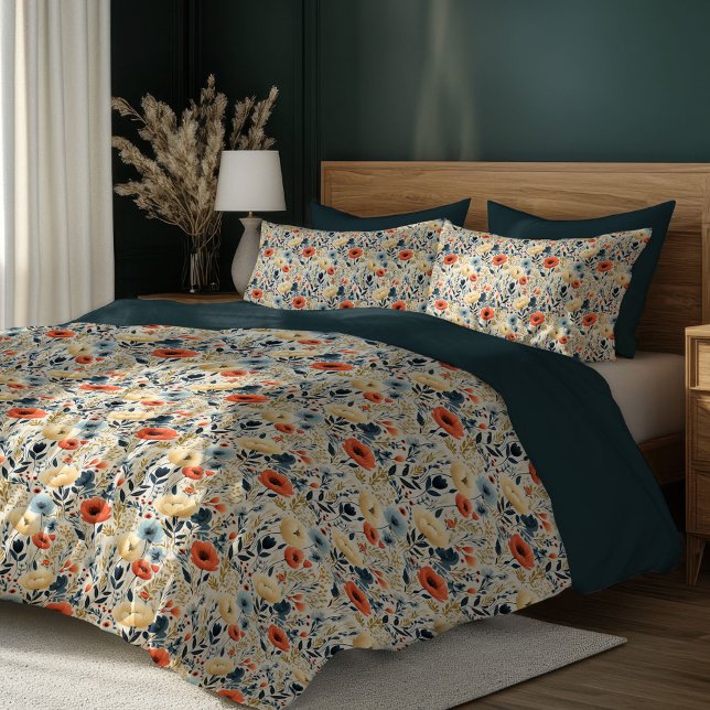 Boho colorful poppies and wild flowers duvet cover (Boho colorful poppies and wild flowers duvet cover)