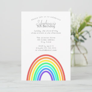 Boho Colorful Rainbow and Stripes Birthday Party Invitation