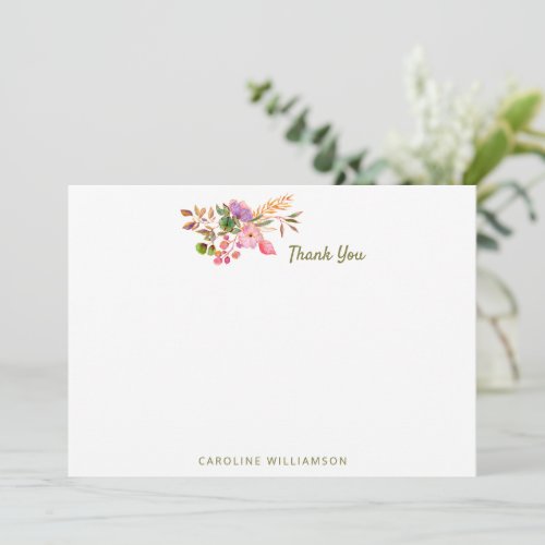 Boho Colorful Watercolor Floral Baby Shower Custom Thank You Card
