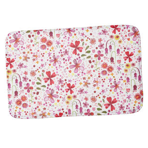 Boho Colorful Watercolor Floral Bath Mat