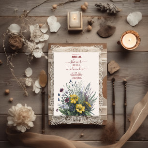 Boho Colorful Watercolor Wildflower Bridal Invitation