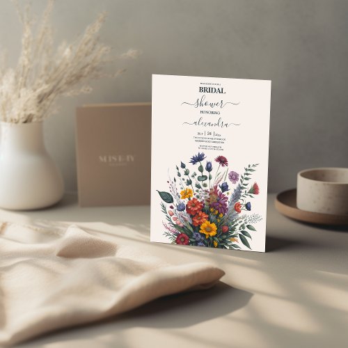 Boho Colorful Watercolor Wildflower Bridal Invitation