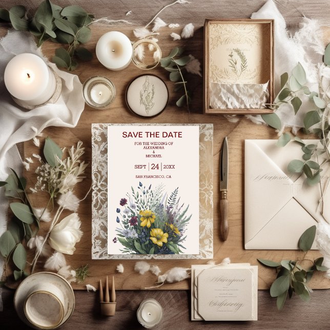 Boho Colorful Watercolor Wildflower Wedding Save The Date (Creator Uploaded)