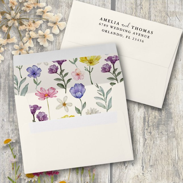 Boho Colorful Wild Flower Wedding Envelope (Creator Uploaded)