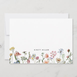 Boho Colorful Wild Flowers Personalized Stationery Note Card