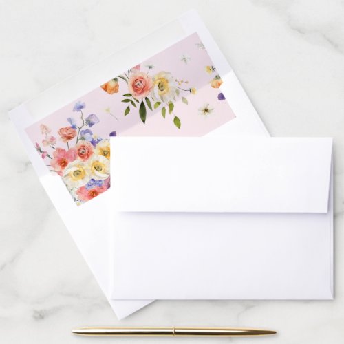 Boho Colorful Wildflower  Botanical Wedding Envelope Liner