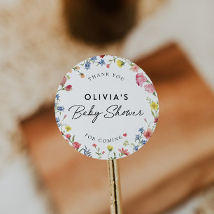 Boho Colorful Wildflower Fairytale Baby Shower Classic Round Sticker