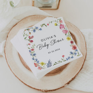 Boho Colorful Wildflower Fairytale Baby Shower Napkins