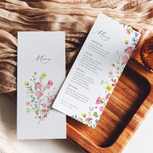 Boho Colorful Wildflower Fairytale Elegant Wedding Menu