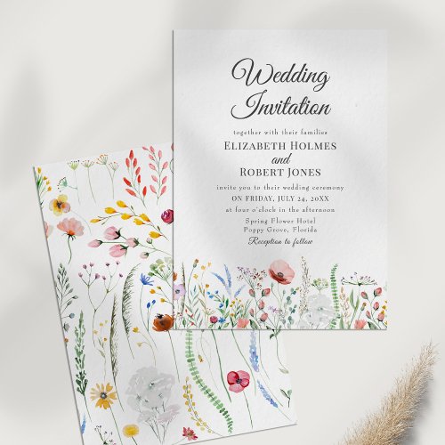 Boho Colorful Wildflower Meadow Wedding Invitation