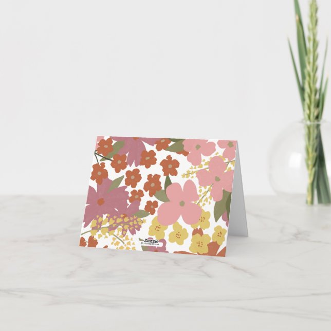 Boho Colorful Wildflower Thank you card (Back)