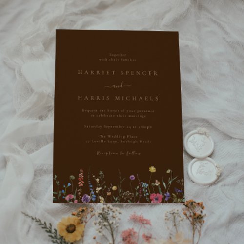 Boho Colorful Wildflower Wedding Invitation