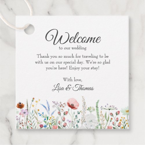 Boho Colorful Wildflowers Wedding Welcome Gift Tag
