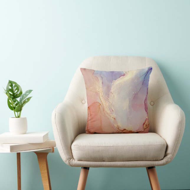 Boho Colors Abstract Art Throw Pillow (Chair)