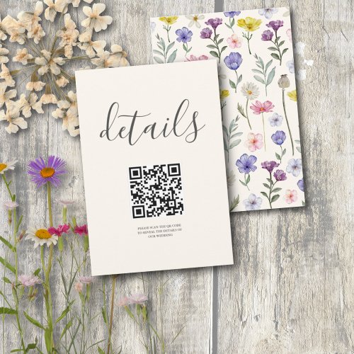 Boho Colourful Wildflower Floral Wedding Details Enclosure Card
