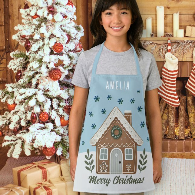 Boho Cookie House Snowflakes Family Small Christma Apron (Creator Uploaded)