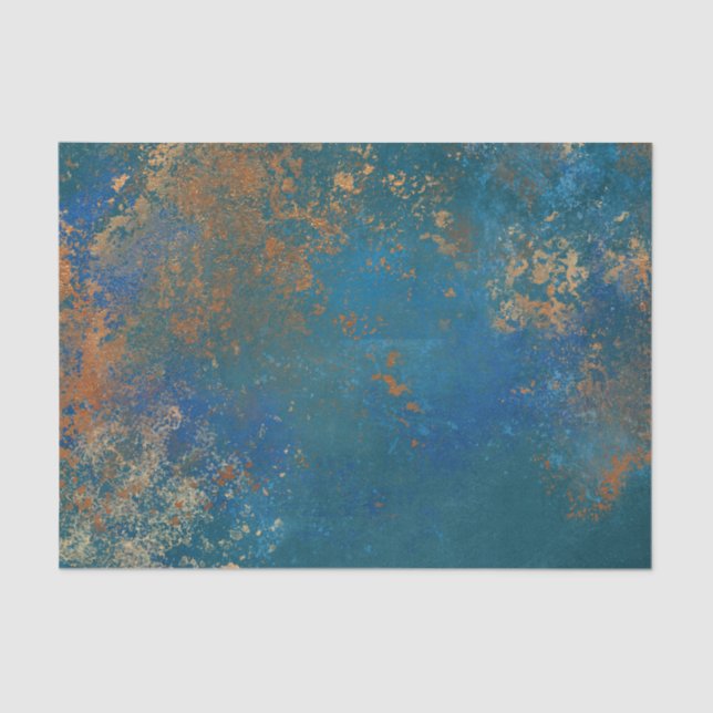 Boho Copper Blue Grunge Tissue Paper (Front)