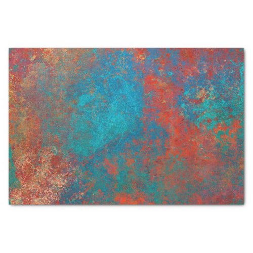 Boho Copper Blue Orange Red Grunge Tissue Paper