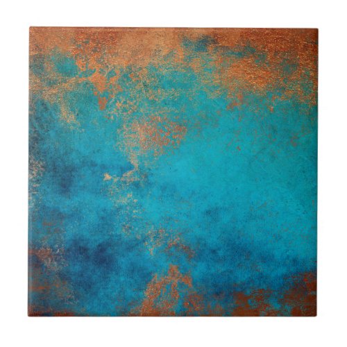 Boho Copper Blue Rustic Ceramic Tile