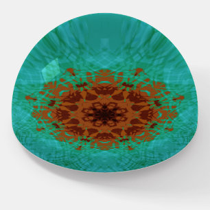 Boho Copper Brown Mandala Turquoise Green Paperweight