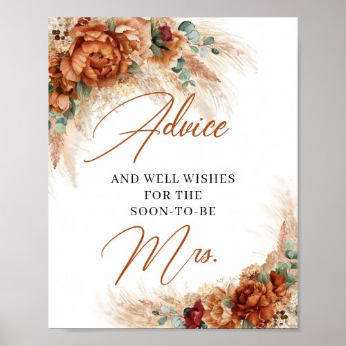 Boho copper floral Advice for the soon_to_be Mrs Poster