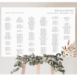 Boho Copper Floral Alphabetical Seating Chart Foam Board