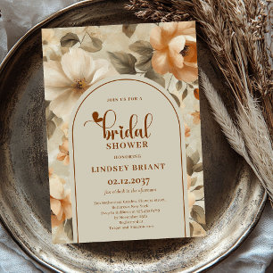 Boho Copper Floral Greenery Bridal Shower Invites