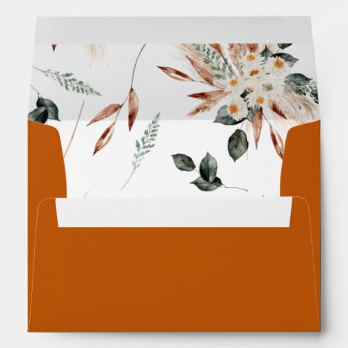 Boho Copper Pampas  Beige Floral 2 Envelope