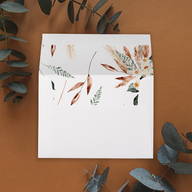 Boho Copper Pampas & Beige Floral Envelope (Creator Uploaded)