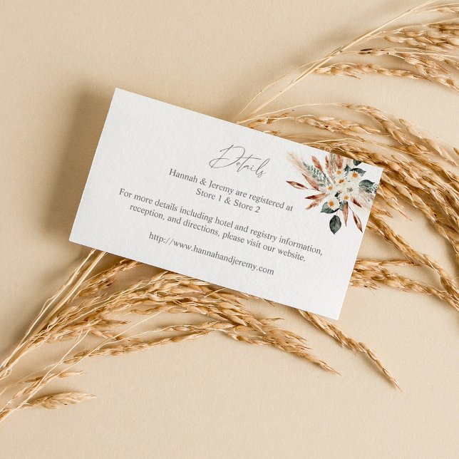 Boho Copper Pampas Grass Floral Details SM  Enclosure Card (Creator Uploaded)