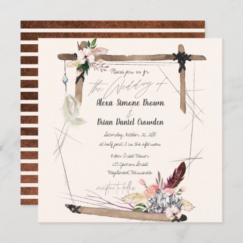 Boho Copper Stripe Invitation