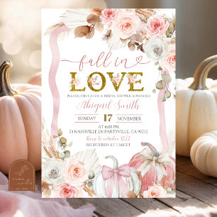 Boho Coquette Pink Pumpkin Bridal Shower  Invitation