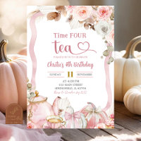 Boho Coquette Pink Time FOUR tea Birthday