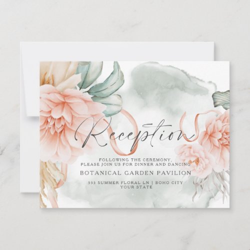 BOHO Coral Rose Flowers Watercolor Reception