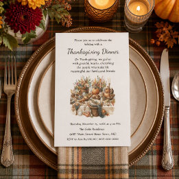 Boho Cottage Family Friends Thanksgiving Dinner Invitation