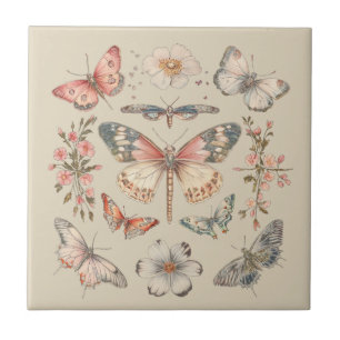 Boho Cottagecore Monarch Butterfly Ceramic Tile