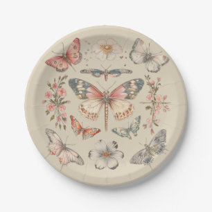 Boho Cottagecore Monarch Butterfly Paper Plates