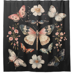 Boho Cottagecore Monarch Butterfly Shower Curtain
