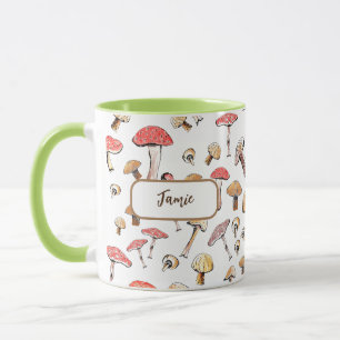 Boho Cottagecore Mushrooms Hand-Drawn Personalized Mug