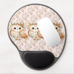 Boho Cottagecore Owl Floral Farmcore Charm Gel Mouse Pad