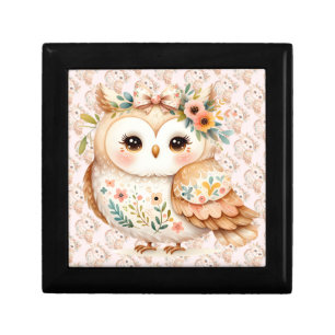 Boho Cottagecore Owl Floral Farmcore Charm Gift Box