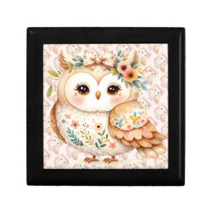 Boho Cottagecore Owl Floral Farmcore Charm Gift Box