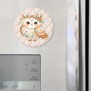 Boho Cottagecore Owl Floral Farmcore Charm Magnet