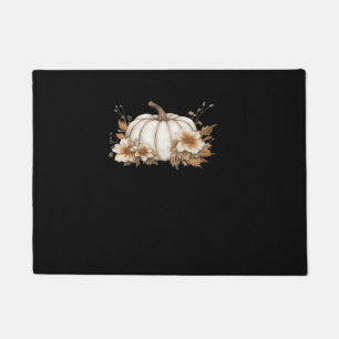 Boho Cottagecore White Pumpkin with Autumn Florals Doormat