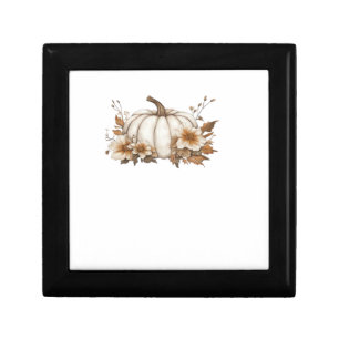 Boho Cottagecore White Pumpkin with Autumn Florals Gift Box