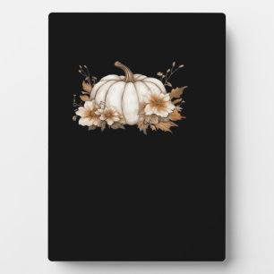 Boho Cottagecore White Pumpkin with Autumn Florals Plaque