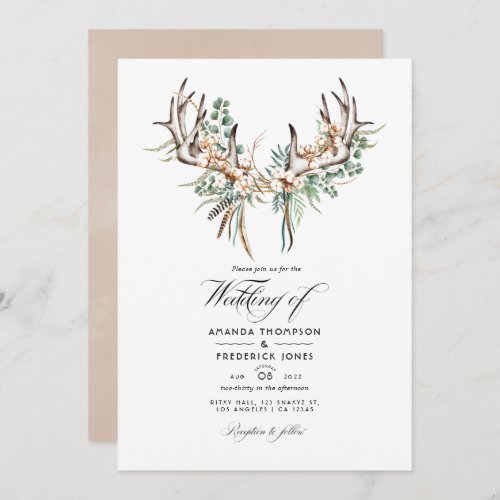 Boho Cotton and Eucalyptus Boho Wedding Photo Invitation