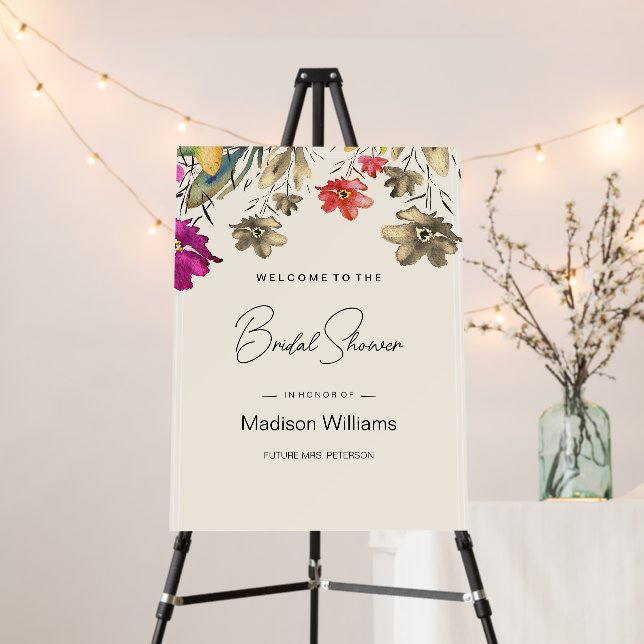 Boho Country Colorful Wildflowers Watercolor Foam Board (In Situ (Stand))